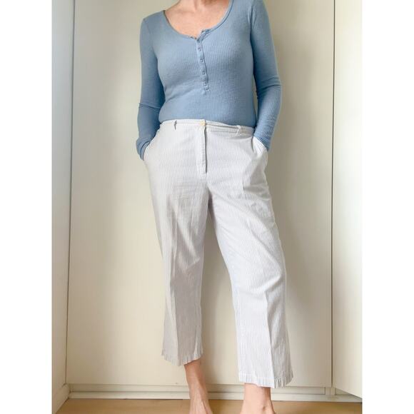 Lands' End Womens Pants Cropped Size 10 Seersucker Clam Digger Summer Cotton - Picture 4 of 11